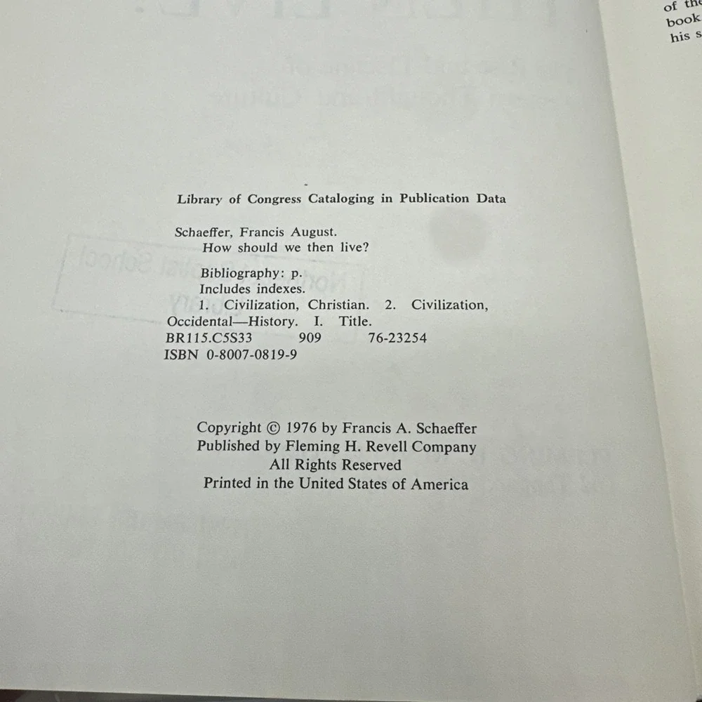 How Should We Then Live? by Francis A. Schaeffer (1976, Hardcover) Ex Liberia‎